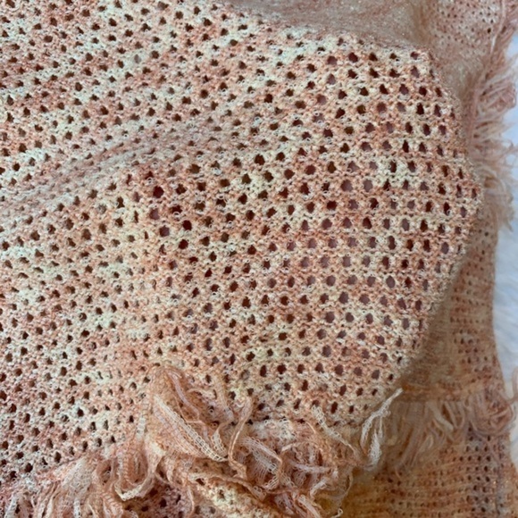 White House Black Market WHBM Boho Fringe Sleeveless Poncho Pullover Sweater L - Picture 7 of 8